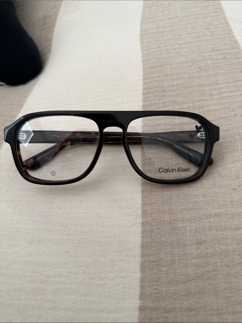Calvin Klein Black and Tortoiseshell Rectangular Eyeglass Frames